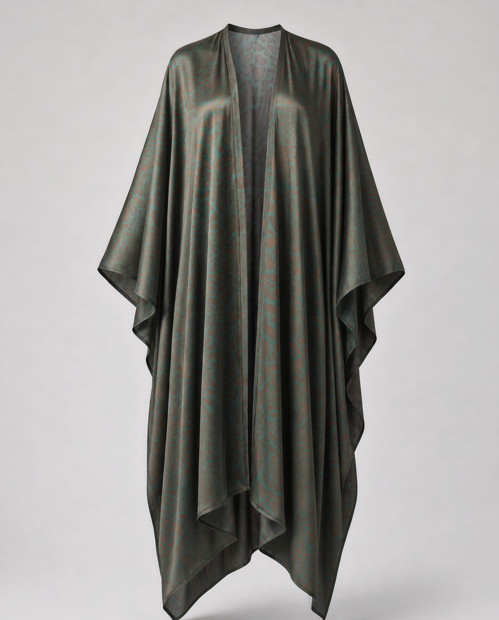 Federica Mantelli Savana - mantello, animalier verde oliva e marrone, disteso