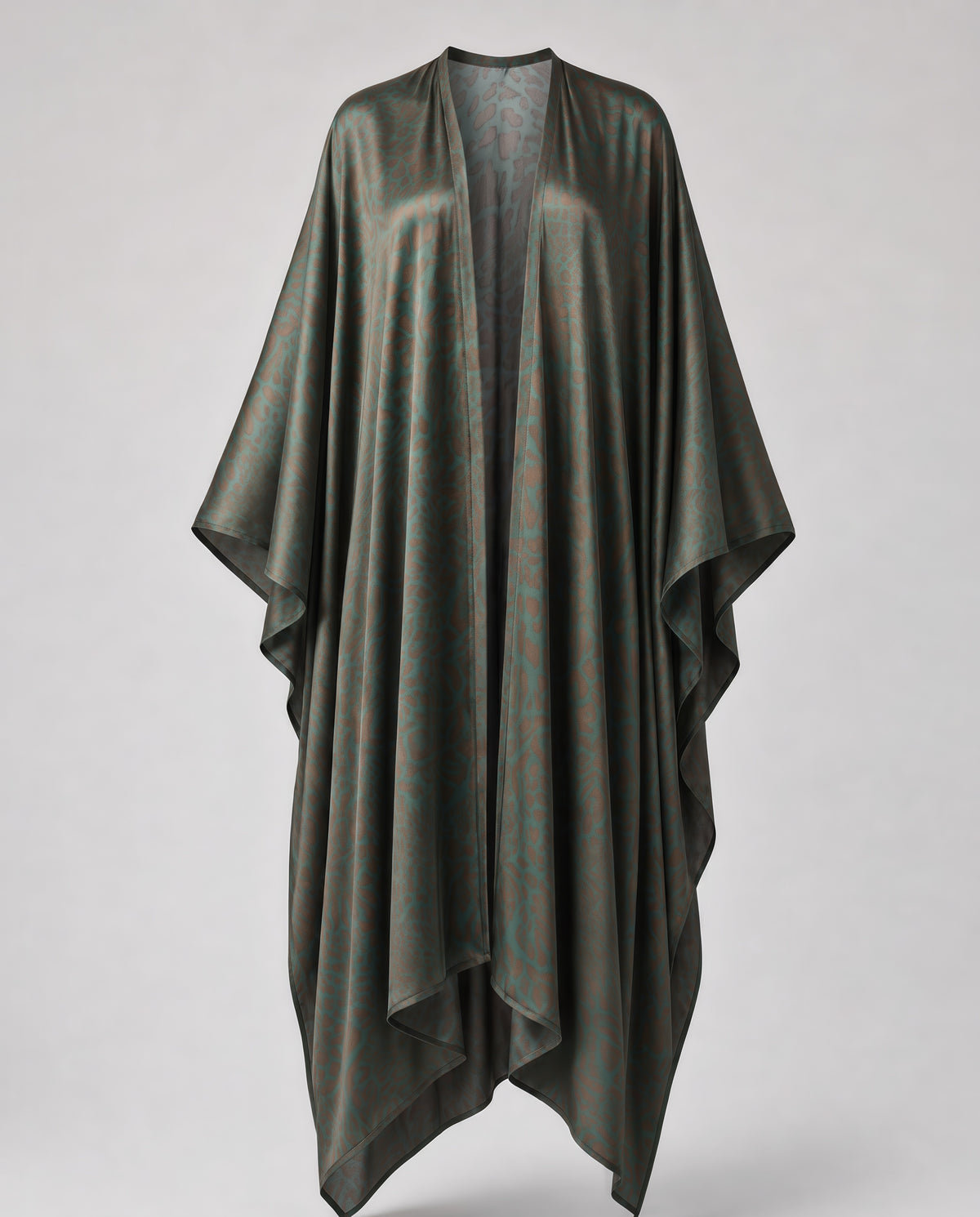 Federica Mantelli Savana - mantello, animalier verde oliva e marrone, disteso