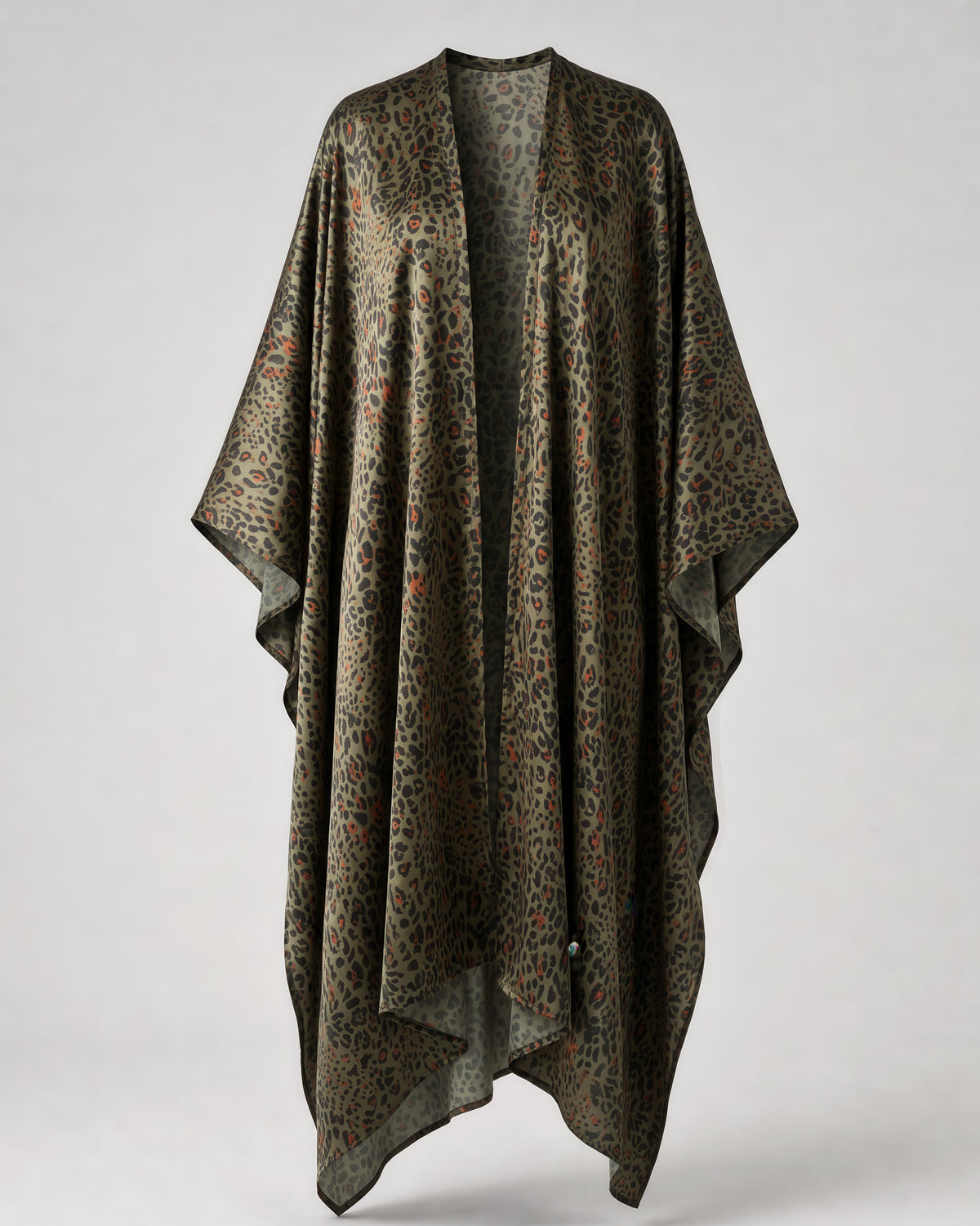 Federica Mantelli Serengeti - mantello, animalier verde oliva con tocchi arancio, disteso